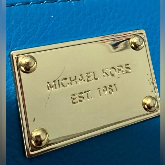 michael kors blue wallet small leather card holder day gift women wife daughter - Picture 6 of 9